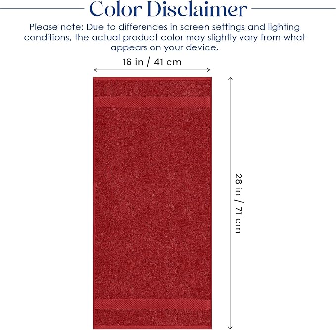 DAN RIVER 6-Pack Premium Hand Towels (16x28 Inches) - 100% Cotton, Ultra Soft, Lightweight, Highly Absorbent Towels for Bathroom, Spa, Gym, Salon, Hotel, and Travel - 550 GSM – Red