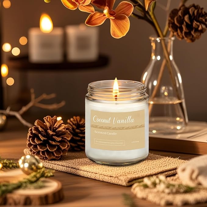 6 Pack Fall Candles for Home Scented, Fall Scented Candles for Women Gifts Autumn Home Decor, Natural Non Toxic Soy Candle Set Pumpkin/Cinnamon Apple/Vanilla/Lavender/Sage/Eucalyptus