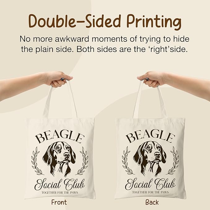 Dog Social Club Canvas Tote Bag, Travel & Daily Use, 16x14 Inch