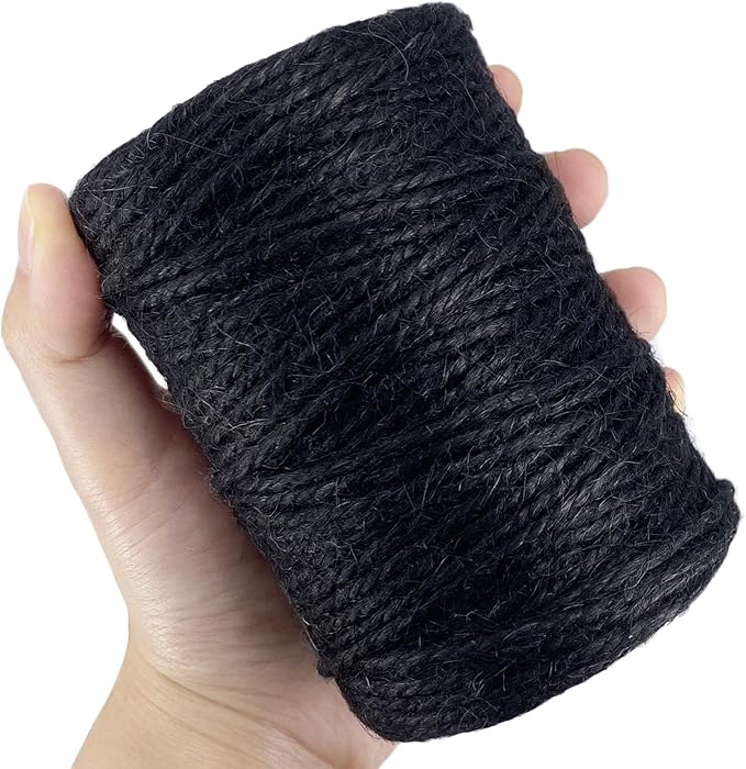 Leecogo Black 2.5mm Jute Twine 328 Feet Heavy Duty Garden Twine String for Gardening Plant Crafts and Decorative Projects