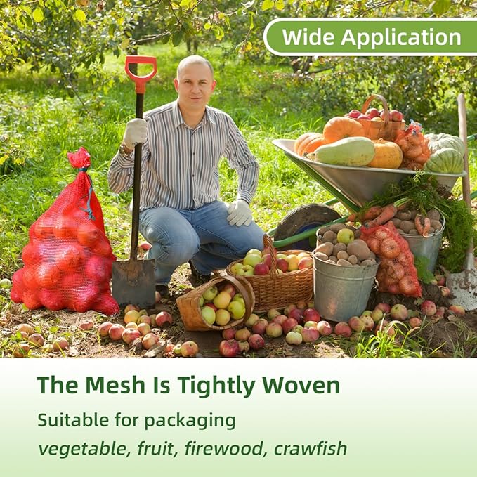300pcs Extra Large Mesh Produce Bags 60 lbs Reusable Onion Sacks Vegetable Storage Bags Washable Net Bag 21” x 32” for Onion Potato Firewood Crawfish, Pack of 300