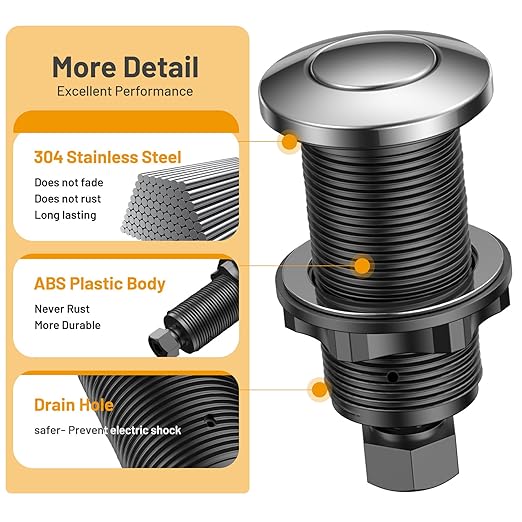 Garbage Disposal Air Switch Kit -Professional, Sink Top Waste Disposer On/Off, Air Button Food Disposals Part, UL Listed
