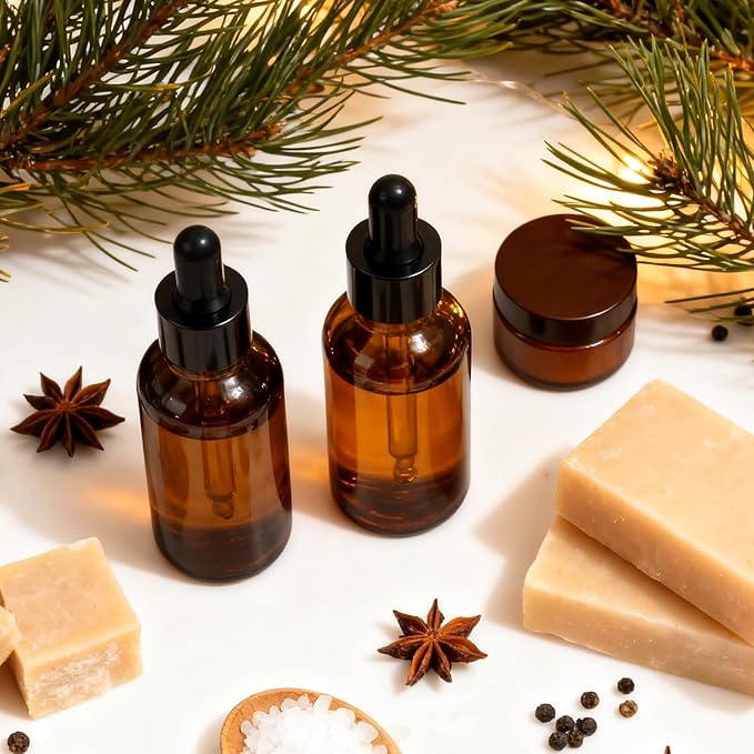 KEYWING 50 Pack 1/2oz Eye Dropper Bottles – 15ml Leakproof Amber Glass Bottles for Essential Oils, Tinctures, Hair Oils, Travel Liquids