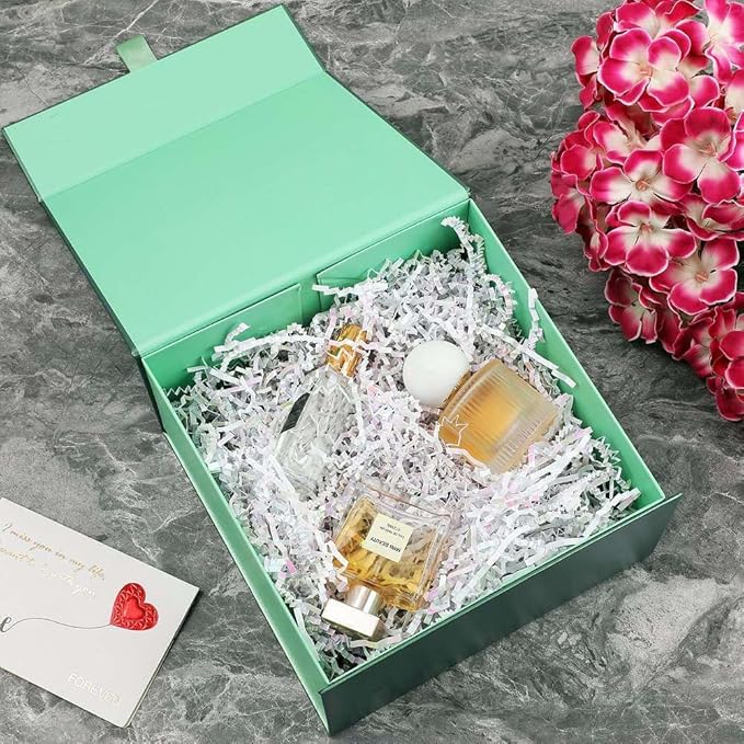 5 Pcs Green Gift Box 8x8x4 Inches Small Gift Boxes for Presents with Magnetic Closure LidLuxury Gift Box for Rectangle Collapsible for Bridesmaid, Wedding, Birthday Gift Packging