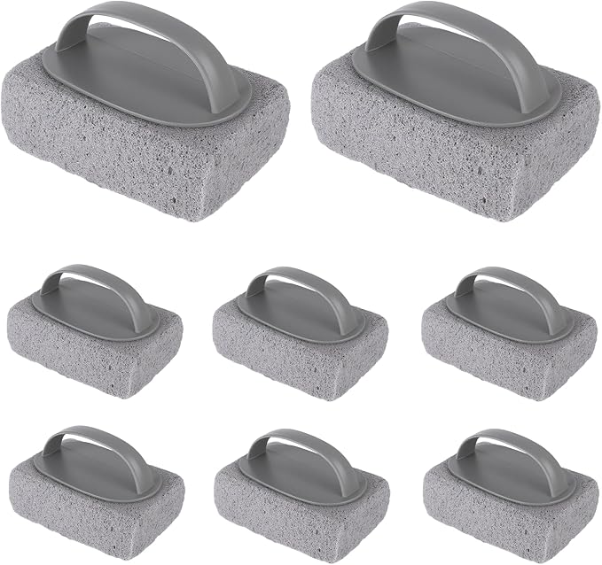 8 Pcs Hand-held Pool Pumice Stone for Cleaning with Handle, Pumice Stone for Pool Tile Cleaning, Concrete, Block Swimming Grout, Stove and Spa Tile Removing Stains