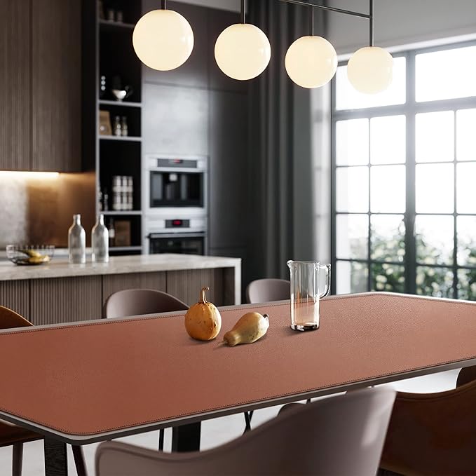 CENNBIE Leather Desk Mat, 71" x 35.5" Extra Large Desk Pad Blotter Protector, Extended Non-Slip Table Pad, Waterproof PU Leather Desk Mat on top of desks Large for Office and Home (Brown)