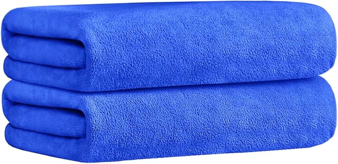 JML Microfiber Bath Towels, Bathroom Towel Set 2 Pack (30" x 60") - Extra Large, Soft and Absorbent, Quick Dry, Use for Body, Hair Wrap, SPA, Fitness, Sport, Yoga, Dark Blue