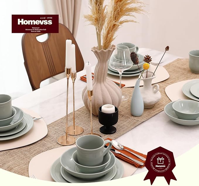 Pearl Dots Stoneware Dinnerware Set (16pc Set, Teal)