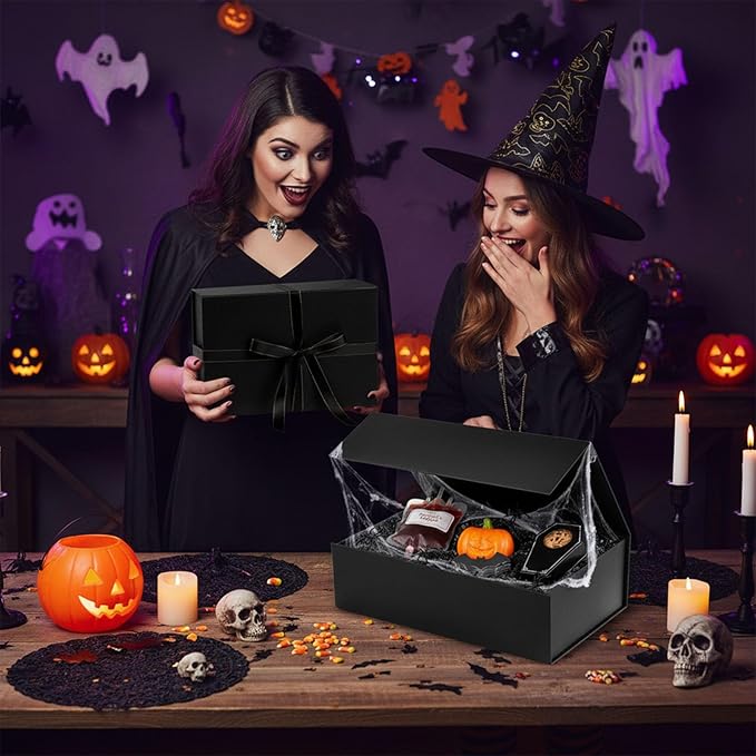 VGOODALL Black Gift Box, 14x8.7x4.3 Inches Large Gift Boxes with Magnetic Lids for Presents Anniversary Wedding Groomsman Proposal Birthday