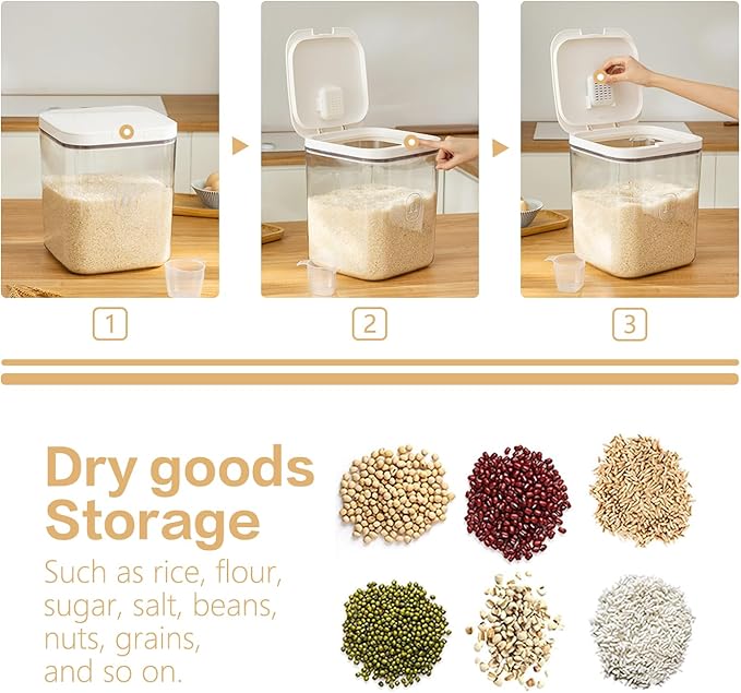 Flour Dispenser 10LBS - 5 L /5 QT /5 KG Rice Container Storage Food Cereal Container Bins Household for Kitchen Pantry Organization (5 L)