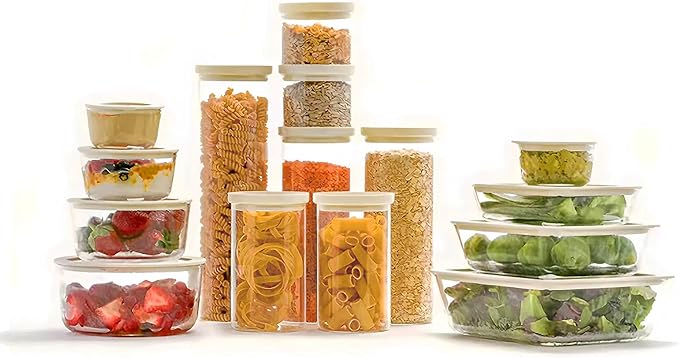 Urban Green Glass Food Container Set with Glass Lid, 6 Pack, Food Storage Containers Set, Airtight, LeakProof, Micowave Safe, 100% Plastic Free, Meal Prep Containers (White Color)