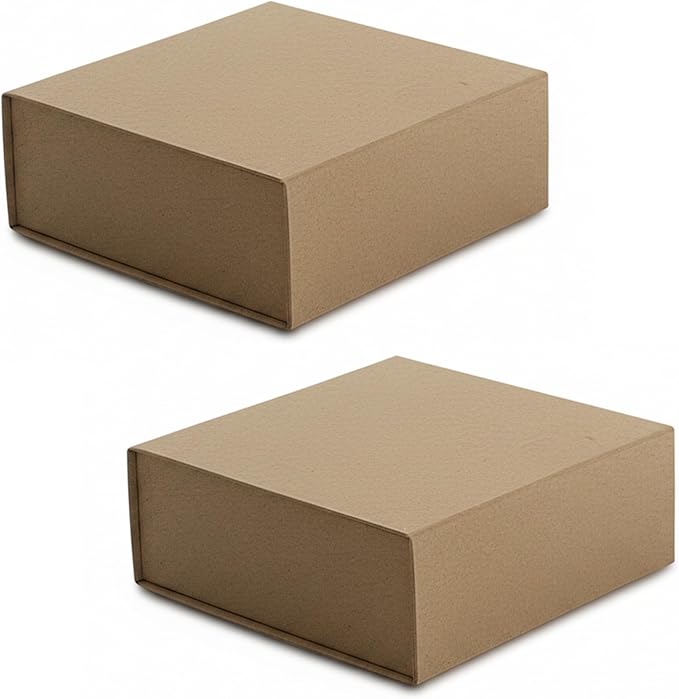 CECOBOX - Gift Boxes with Lids for Presents 6"x6"x2.75" - Matte, Collapsible Magnetic Closure Gift Box - Groomsmen & Bridesmaid Proposal Boxes, Wedding, PR, Birthdays, Holidays (Kraft)