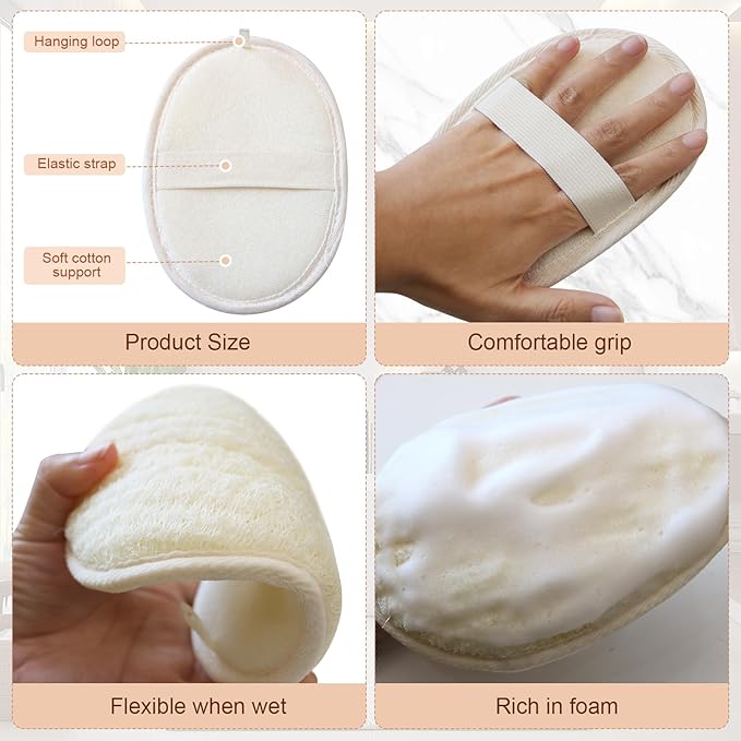 Natural Loofah Exfoliating Sponge, Made with Natural Shower Loofah Sponge, Loofah Sponge Different Size for Women and Men and Kids, for Face and Body That Gets You Clean - 3 Count (1 Pack)