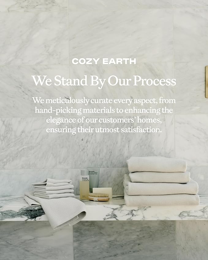 Cozy Earth Waffle Bath Towels - 60% Cotton 40% Viscose from Bamboo Bath Towels 30 x 58 Inches - Soft & Absorbent Terry, Reversible Mini Textured Waffle & Weave Pattern - 2 Pack