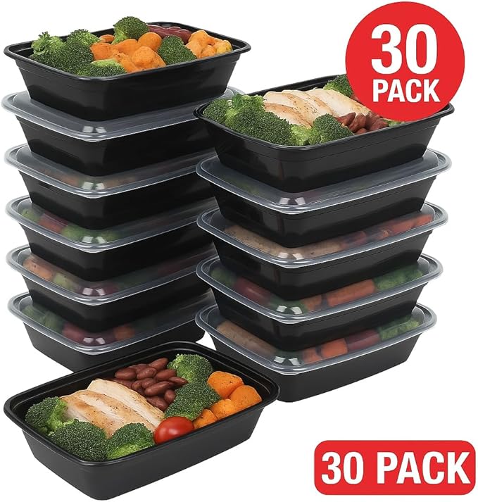 Ruthy's Outlet Meal Prep Containers W/Lids -Square Food Storage – BPA-Free| Stackable | Microwave | Freezer & Dishwasher Safe | Reusable Lunch Bento Box Portion Control & Planning (30 Pack, 16 oz)