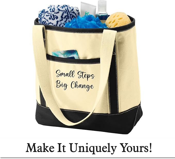 Custom Canvas Tote Bag – Personalized Name or Message – Medium Durable Cotton