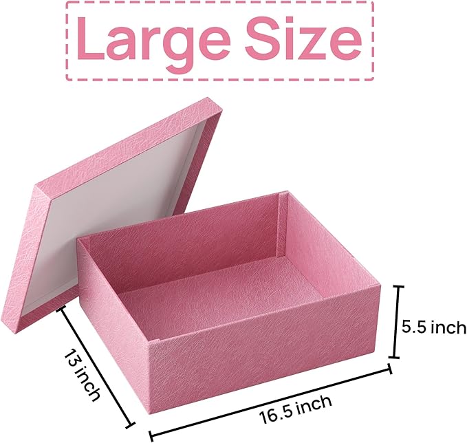 JOYIT Pink Gift Box 16.5''x13''x5.5'' - Large Gift Boxes with Lid for Presents Packaging, Birthday, Christmas, Wedding, Anniversary, Big Gift Box with Ribbon, Shred Filler, Card, Wax Seal (Pink)
