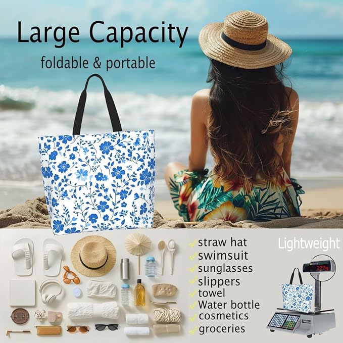 Tote Bag Shoulder Bags for Women Grocery Shopping Bag Reusable Bags Boho-Red Paisley 1