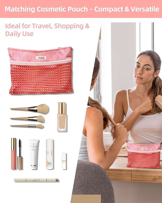 Mesh Beach Tote Bag Packable,2025 New 2-in-1 Large Lightweight Foldable Beach Bags with Multiple Pockets for Women