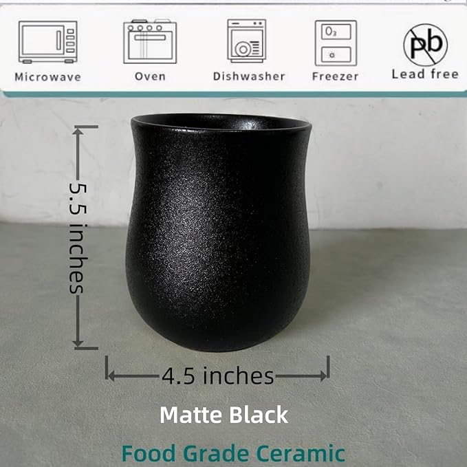 Medium Ceramic Kitchen Utensil Holder for Kitchen Counter Short Cooking Utensil Holder for Countertop Spatula Holder Small Utensil Crock Cutlery Holder Silverware Caddy Flower Vase (Matte Black)