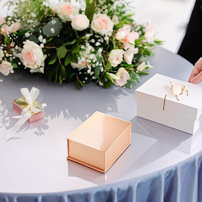 Stockroom Plus Bridesmaid Gift Boxes - Set of 6, 9.5 x 7 x 4 in, Rose Gold - Hidden Magnetic Closure & Lids for Bridesmaid Gifts, Wedding Favors & Jewelry Storage