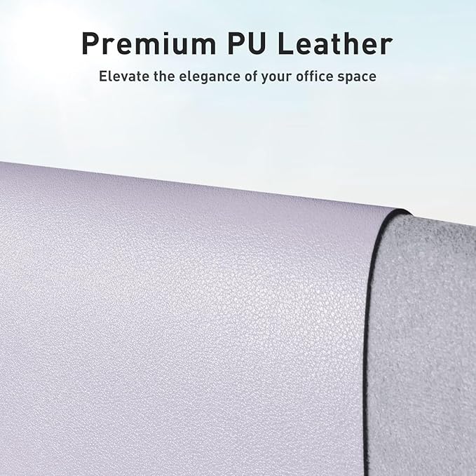 Aothia Faux Leather Desk Mat – Large Mouse Pad, Non-Slip PU Leather Blotter, Waterproof Writing Surface for Office and Home (Soft Lavender, 47.2" x 23.6")