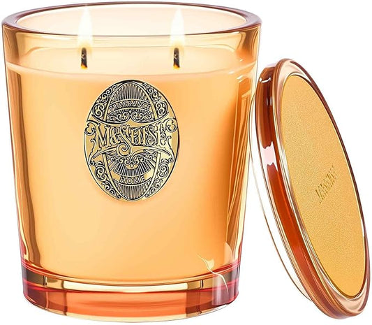 M&SENSE Large Two-Wick Soy Candle | Pumpkin Apple Pie & Orange | 19.8 oz, 120H Burn Time | Luxury Scented Candle for Relaxation, Gifting, Home Décor | Ideal for Bedroom, Office, Party Ambiance