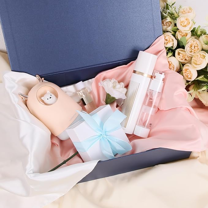 Navy Blue Small Gift Boxes with Magnetic Lids for Presents 10.5x7x3inch, Rectangle Collapsible Decorative Boxes, Bridesmaid Groomsman Proposal Box for Wedding, Christmas, Birthday Gift Packing(3PCS)