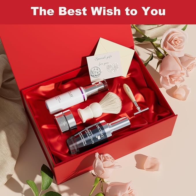 Large Red Gift Box with Lid: 2 Pack 13.5×10×5 Inches - Strong Magnetic Closure for Valentines Christmas Bridesmaid Gifts – Perfect for Couples Friends Family