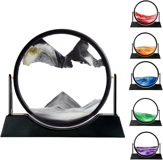 ZSDSZDZY Moving Sand Art Picture Liquid Motion, 3D Quicksand Décor, Deep Sea Sandscapes with Display Flowing Sand Frame for Relaxing, Desktop Office Home Decoration (Black)