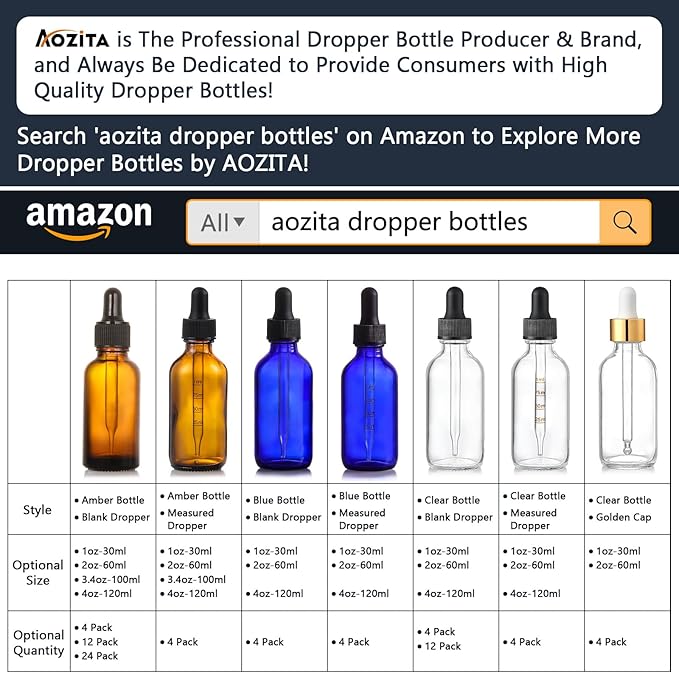 AOZITA 24 PCS, 1 oz Dropper Bottles for Essential Oils with 6 Funnels & 1 Long Glass Dropper - 30ml Amber Glass Bottle with Eye Droppers - Tincture Bottles, Leak Proof Travel Bottle for Liquids