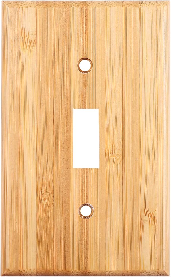 Raw Wood Single Toggle Decor 4.5" X 2.76" Light Switch Plate Cover Wall Plate Bamboo Quality Outlet Covers For Bedroom Kitchen Home Decorative