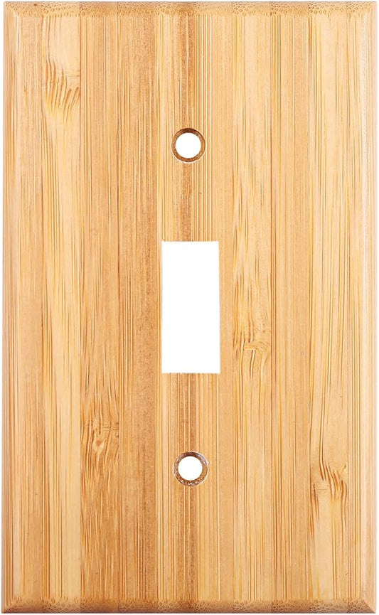 Raw Wood Single Toggle Decor 4.5" X 2.76" Light Switch Plate Cover Wall Plate Bamboo Quality Outlet Covers For Bedroom Kitchen Home Decorative