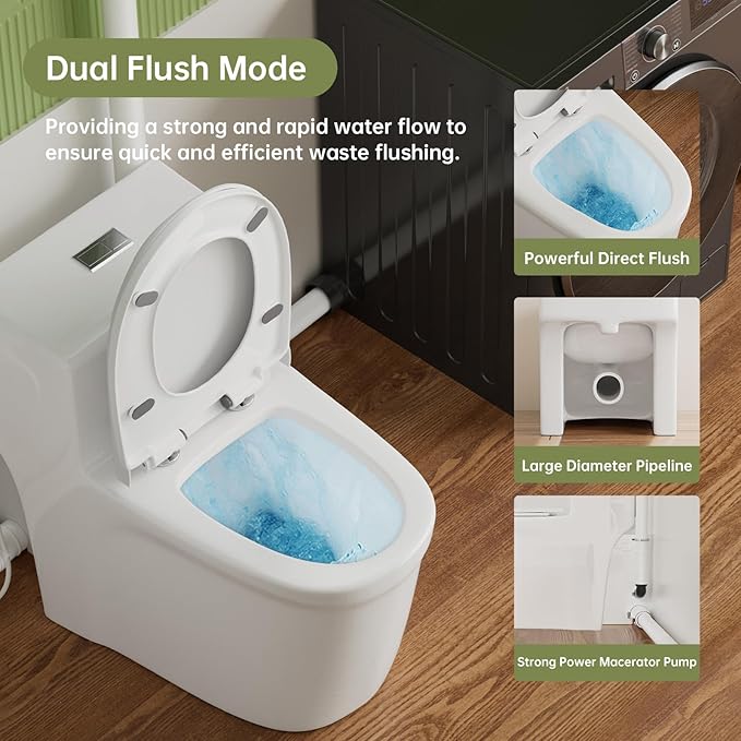 Simple Project Macerating Toilets System Kit, Upflow Toilet System | Upflush Toilet For Basement With 600w Macerator Pump Connect Sink, Bathroom, Laundry