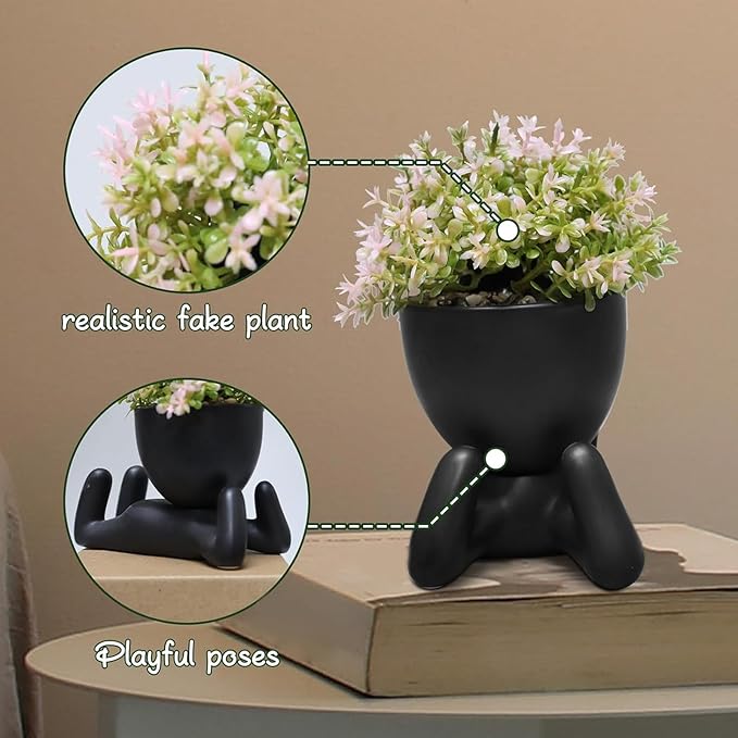 Zerzsy Office Decor for Women and Men, Aesthetic Desk Plant Decor for Office and Home, Potted Small Fake Plants for Indoor Decoration - Set of 1