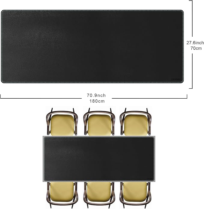 CENNBIE Leather Desk Pad Large, 71" x 27.5" Desk Mat Blotter Protector, Extended Non-Slip Mouse Pad, Waterproof PU Leather Desk mat for Desktop Office and Home (Black)
