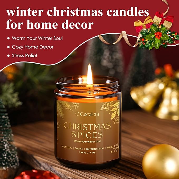6Pack Christmas Soy Candles Gift Set Non-Toxic Aromatherapy Scented Candles for Holiday Gifts, Luxury Decorative Candle, Vinilla/Lavender/Pine/Cookies/Apple/Cupcake Jar Candle, Winter Candle Set