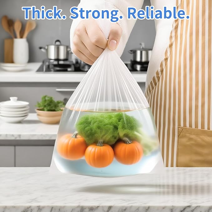 Food Storage Bags, 2 Rolls 12x16 Clear Plastic Produce Bags Roll for Food Storage, Bread, Vegetables, Fruit, and More, 350 Bags/Roll