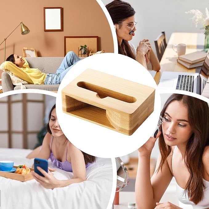 Wooden Phone Holder Speaker - Stylish Desktop Mobile Stand, Wooden Phone Holder for, Hands-Free Viewing Comfort, Easy to Use Foldable Design, Phones Accessory Tool, Audio Amplifier Accessory