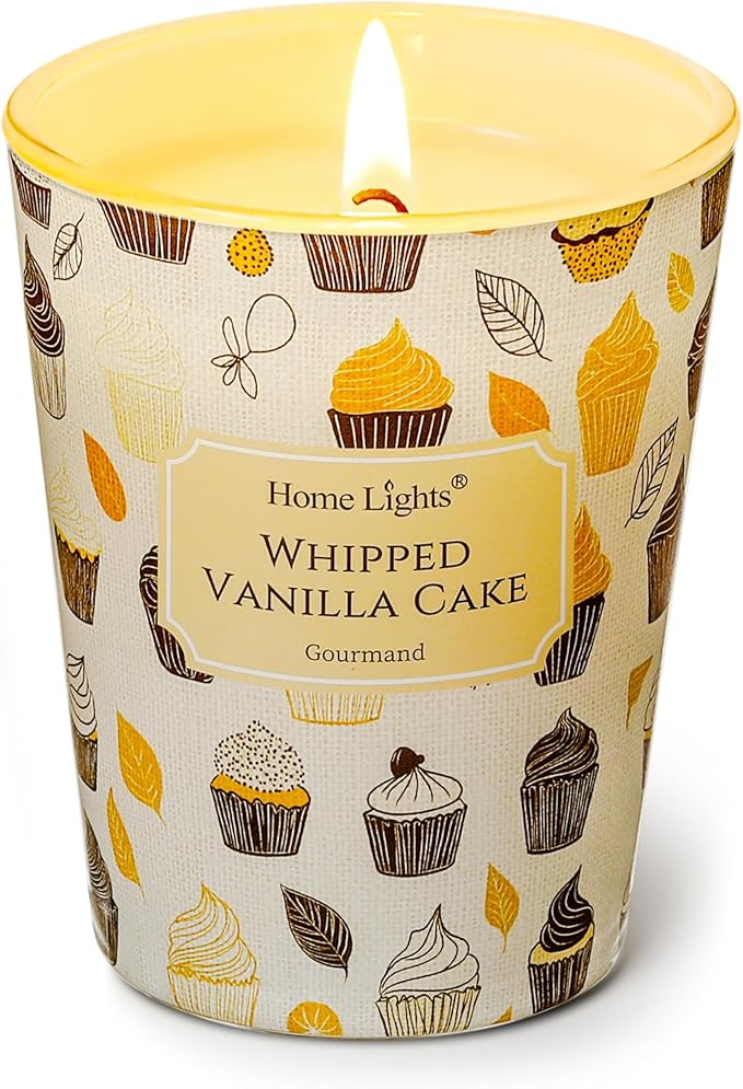 HomeLights Scented Candles for Women & Men, 6.7oz Candle Jars Aromatherapy Single Wick Candle, Ideal for Rustic Modern Home Decor and Gifts, Whipped Vanilla Cake
