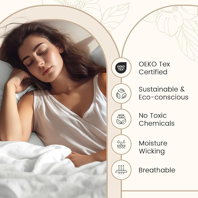 100% Cotton Sheets For Twin Bed, 800TC Fully Elasticated Twin Fitted Sheet & Pillowcase Sets, Fade Resistant Soft & Comfy 15" Deep Pocket Sheets Machine Washable, Naturally Cool & Breathable- Ivory