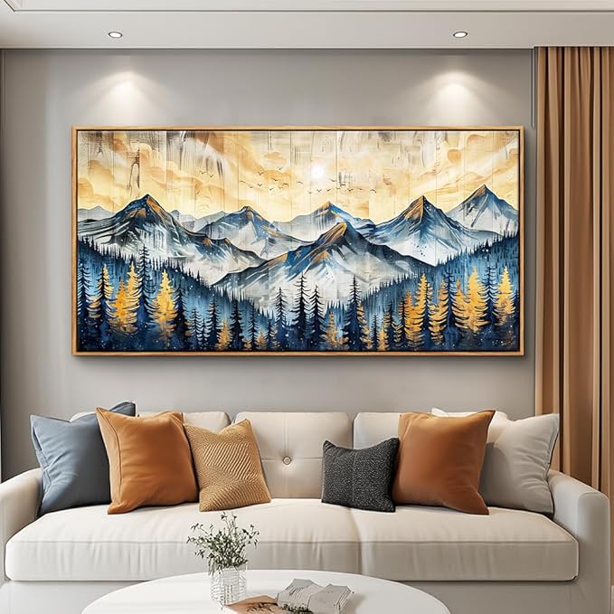 QIYILEXWART Canvas Wall Art For Living Room Large Wall Decor For Office Bedroom Decorations Mountain Landscape Pictures Farmhouse Painting Artwork Room Wall Mural Aesthetic Home Decor 30x60 In