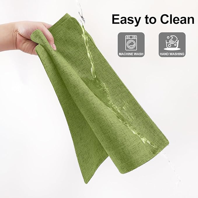 Homaxy Cloths Placemats for Dining Table Set of 6, Heat Resistant Washable Cotton Linen Blend Table Mats, Easy to Clean Place Mats for Indoor Outdoor Party Kitchen Decoration, 13" x 19", Grass Green