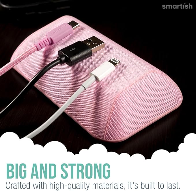 Smartish® Magnetic Cord Holder - Bigger Cable Wrangler Stocking Stuffer Organizer with Magnet Clips for Charger Management on Desktop, Nightstand - Holds 6+ Cables - I'm Blushing