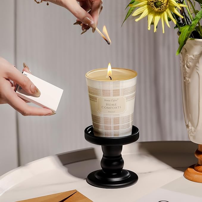 HomeLights Home Comforts Scented Candles | 6.7oz Soy Candles Rustic Modern Large Candle Jars | Ideal Candle Gifts for Events, Home Decor Stress, Relief & Relaxation