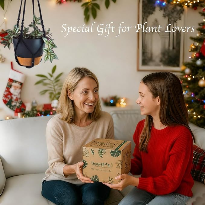 3 Pack Self Watering Hanging Planters Macrame Plant Hangers with Indoor Flower Pots, 3 Different Size Hanging Basket, Plant Hanger with Hooks for Garden Home Decor Black