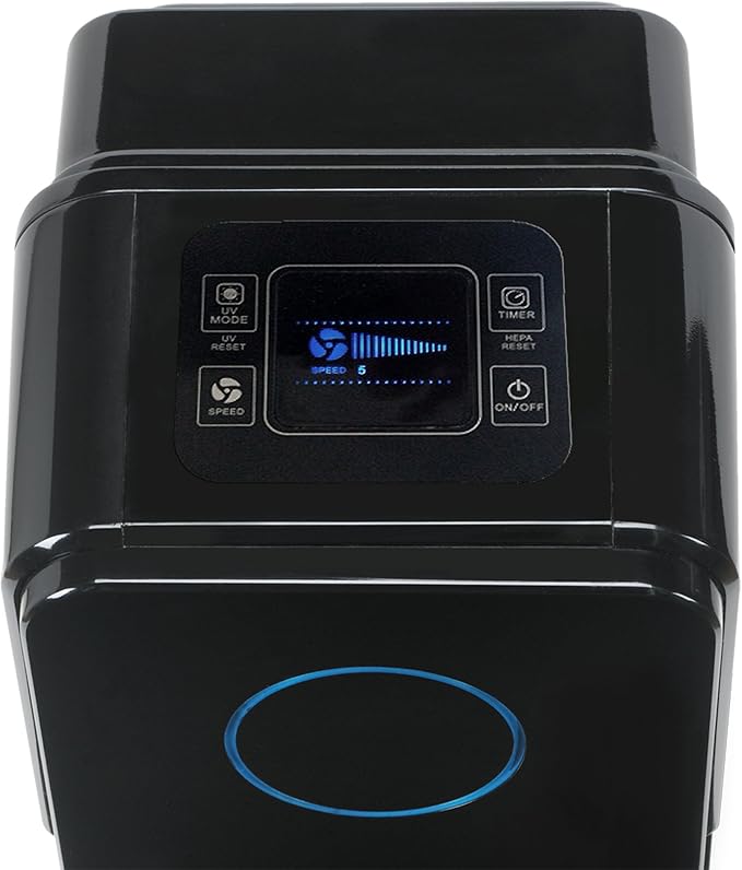 GermGuardian Air Purifier for Home with HEPA Pure Filter, for Wildfire Smoke, Pet Dander, Pollen, Odors, Large Rooms Up To 870 Sq. Ft., Removes 99.97% Pollutants, UV-C Light, 28", AC5350B, Black