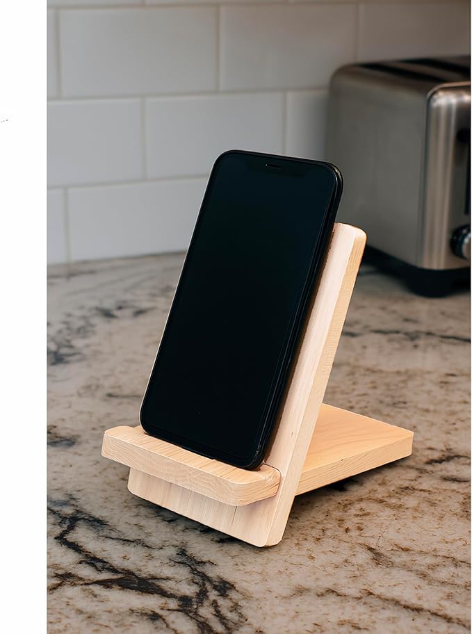 Foggy Bottom Woodworks LLC Unfinished Basswood Smart Phone Stand for Viewing & Charging, 3-Pack