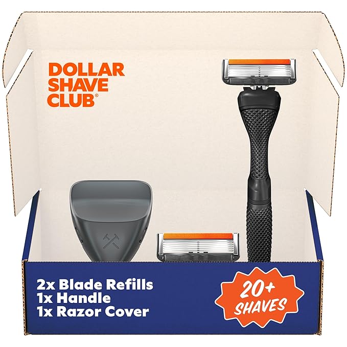 Dollar Shave Club | The Guest Pass Shave Set | 2 Extra Close Refill Cartridges, 1 Handle (Black), 1 Razor Cover