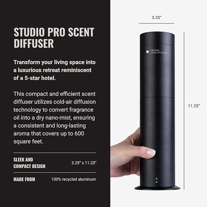 Hotel Collection-Studio Pro Essential Oil Diffuser-600 sq ft Coverage-Cordless & Portable with Remote-Cold-Air Diffusion Technology Plus Oil-My Way Pro-Pod-Aromatherapy Essential Fragrance Oil